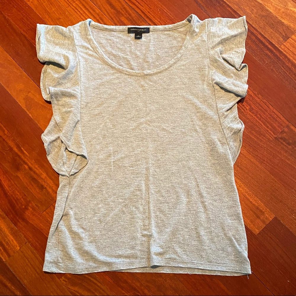 Silver flutter sleeve shirt